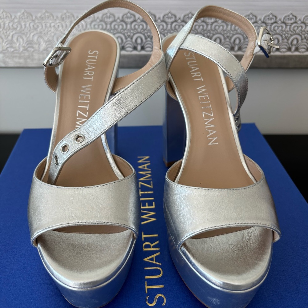 Stuart Weitzman Ryder 95 Platform Sandal Silver
